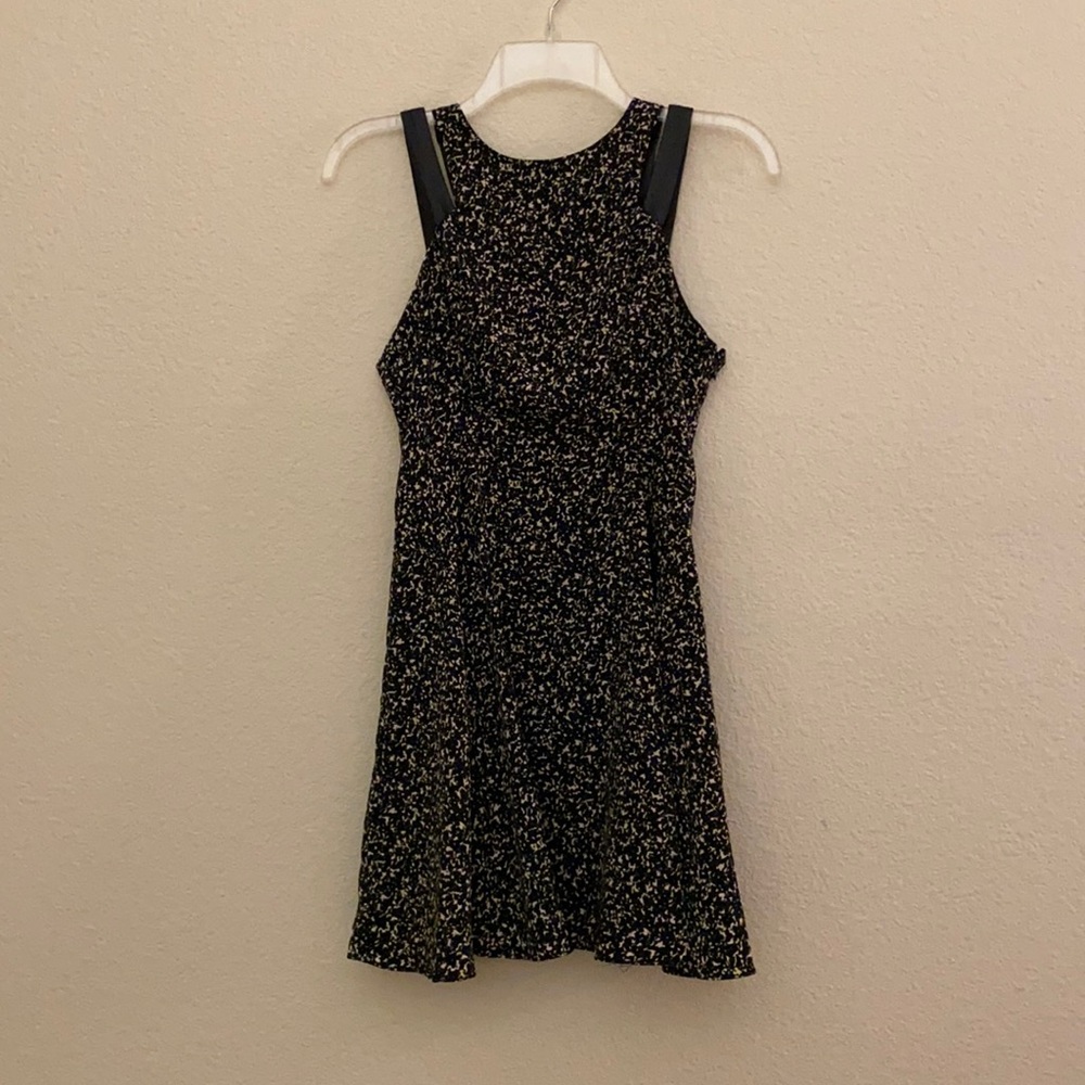 BCBGengeration A line backless faux leather strap dress